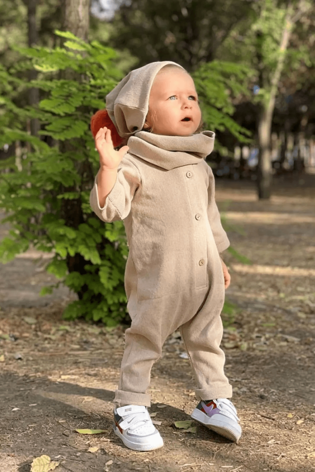 Geniş Kaşkorse Örme Kumaş 3'lü Set Tulum Kahverengi