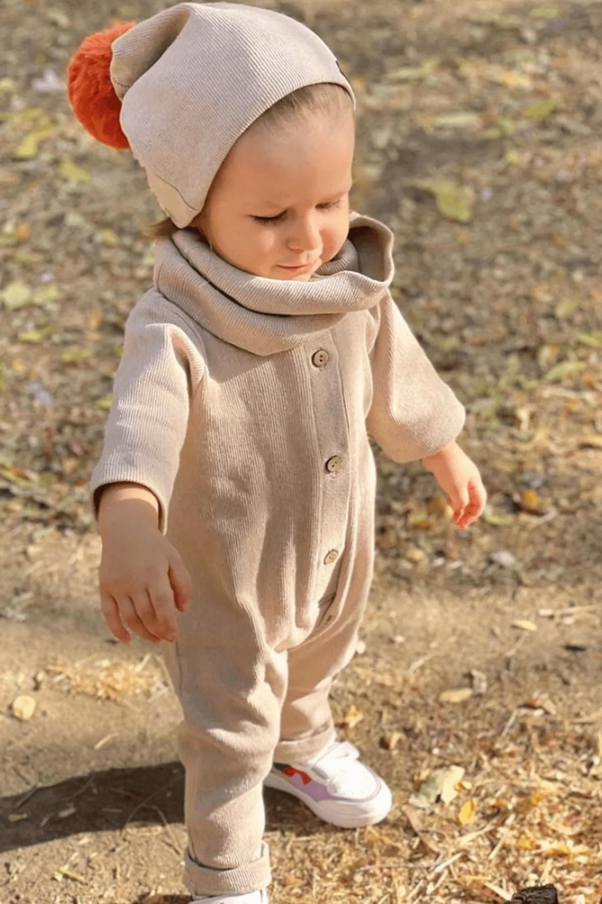 Geniş Kaşkorse Örme Kumaş 3'lü Set Tulum Kahverengi