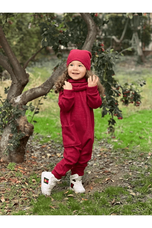 Kırmızı Tulum Bere ve Boyunluk