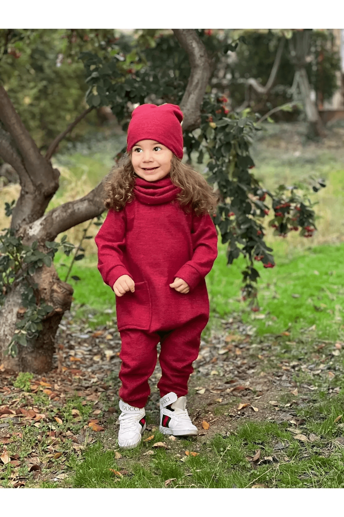 Kırmızı Tulum Bere ve Boyunluk