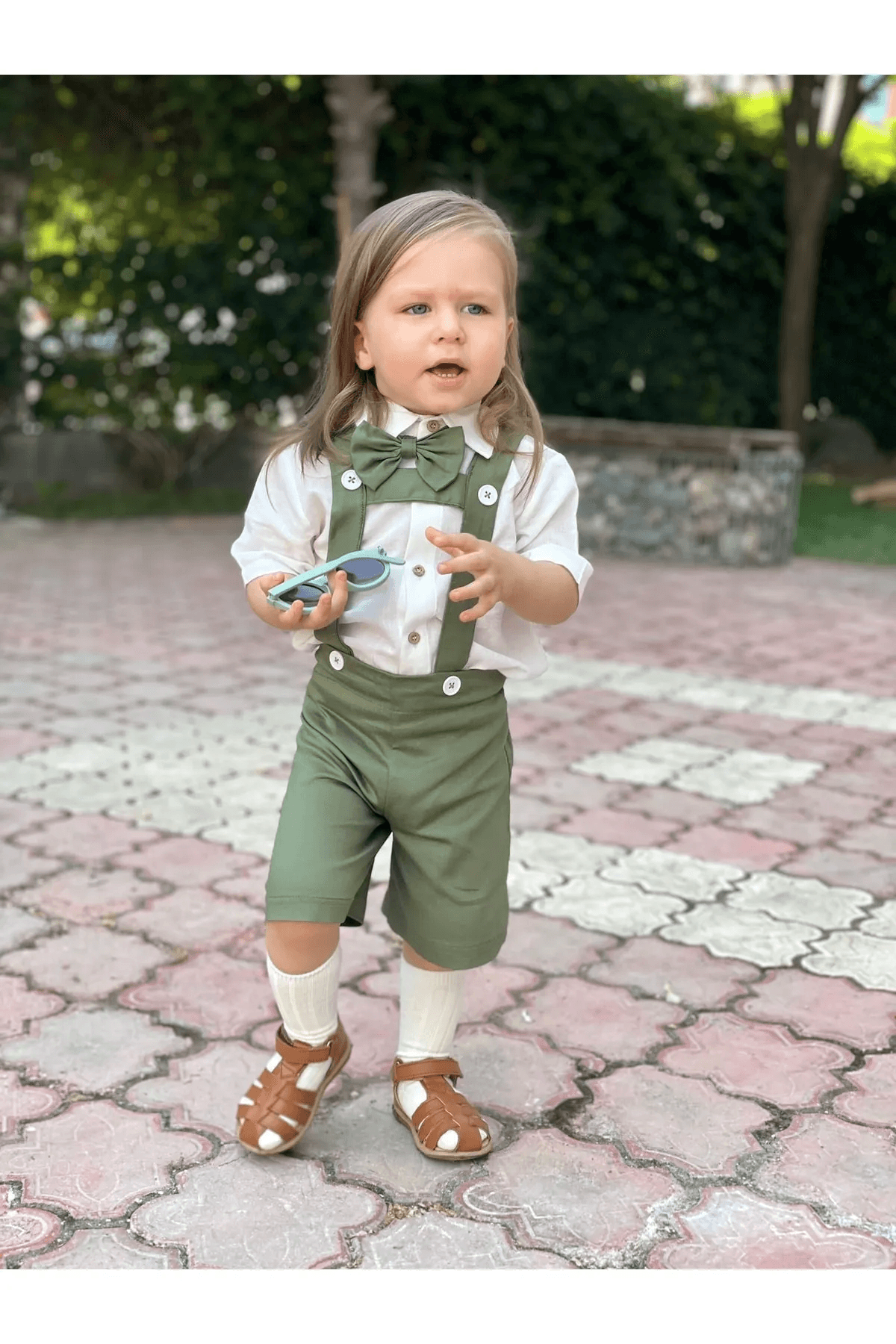 Yeşil Salopet 4 Düğmeli Takım