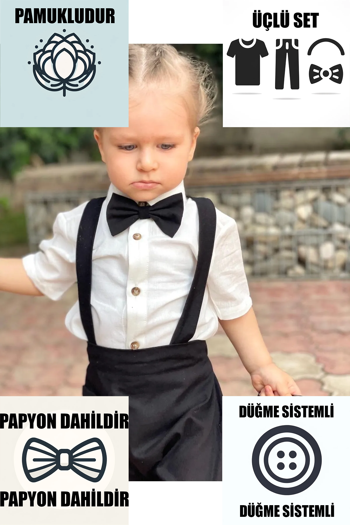 Siyah Salopet ve Gömlek Set