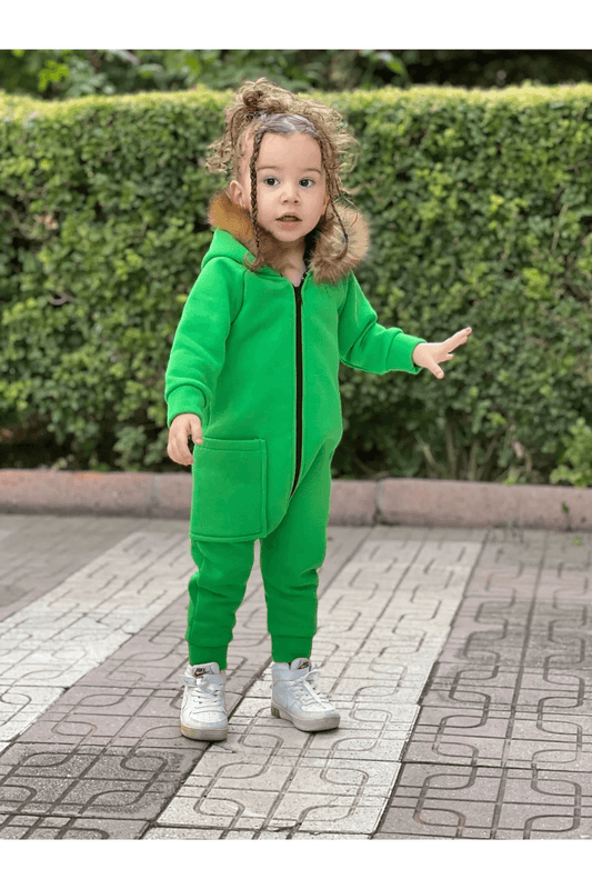 Açık Yeşil Kürk Yaka